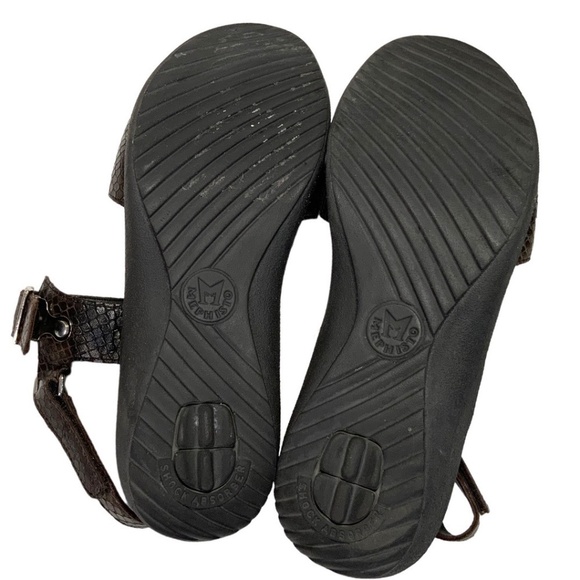 MEPHISTO Pattie Leather Strappy Sandals Brown Snakeskin Embossed MADE IN FRANCE - Picture 8 of 12